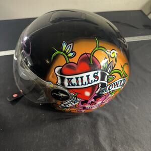 Ed Hardy Y2K Motorcycle Helmet Women's L KBC Minor Scratches On Shield